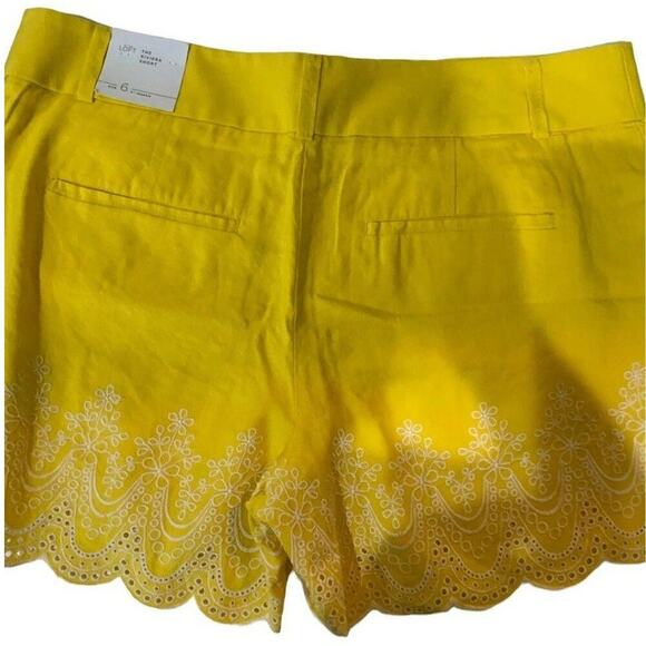 Ann Taylor Loft Shorts Women's Size 6 Linen Embroidered Eyelet Scallop Hem - Picture 4 of 12